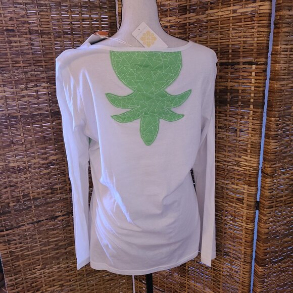 VTG NWT Tori Richard Long Sleeve Tee XL Palms Palm Tree Design Apple Color - Picture 6 of 7